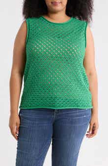 Open Stitch Sleeveless Cotton Sweater