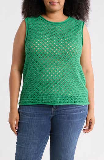 Open Stitch Sleeveless Cotton Sweater