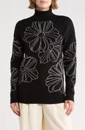 Joseph A Placed Floral Oversize Turtleneck Sweater