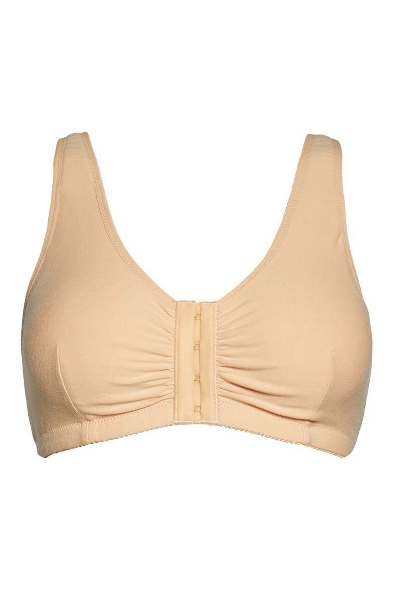 Fleur Front Clasp Wireless Leisure Bra, Alternate, color, NUDE