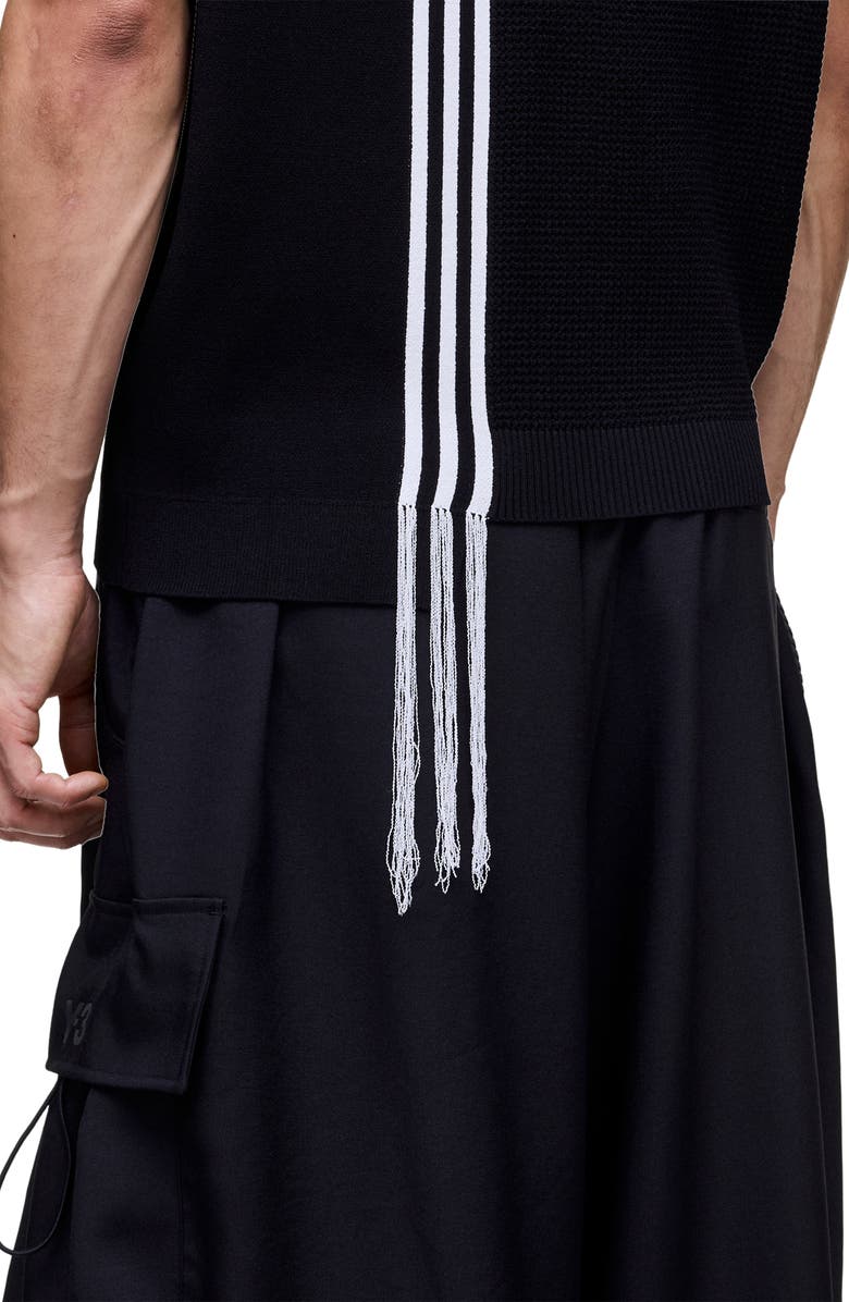 Y-3 GFX 3-Stripes Decconstructed Sweater Vest, Alternate, color, Black