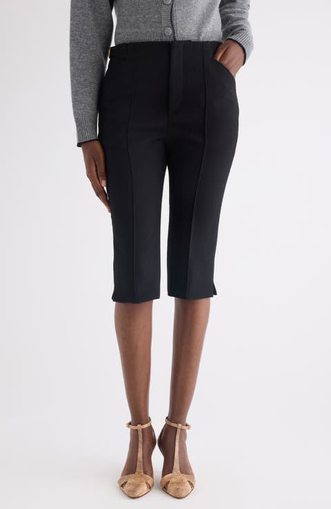 Tailored Wool Crepe Capri Pants