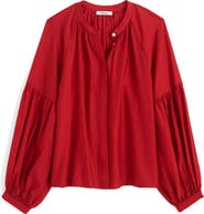 Madewell Shirred Balloon Sleeve Button-Up Top