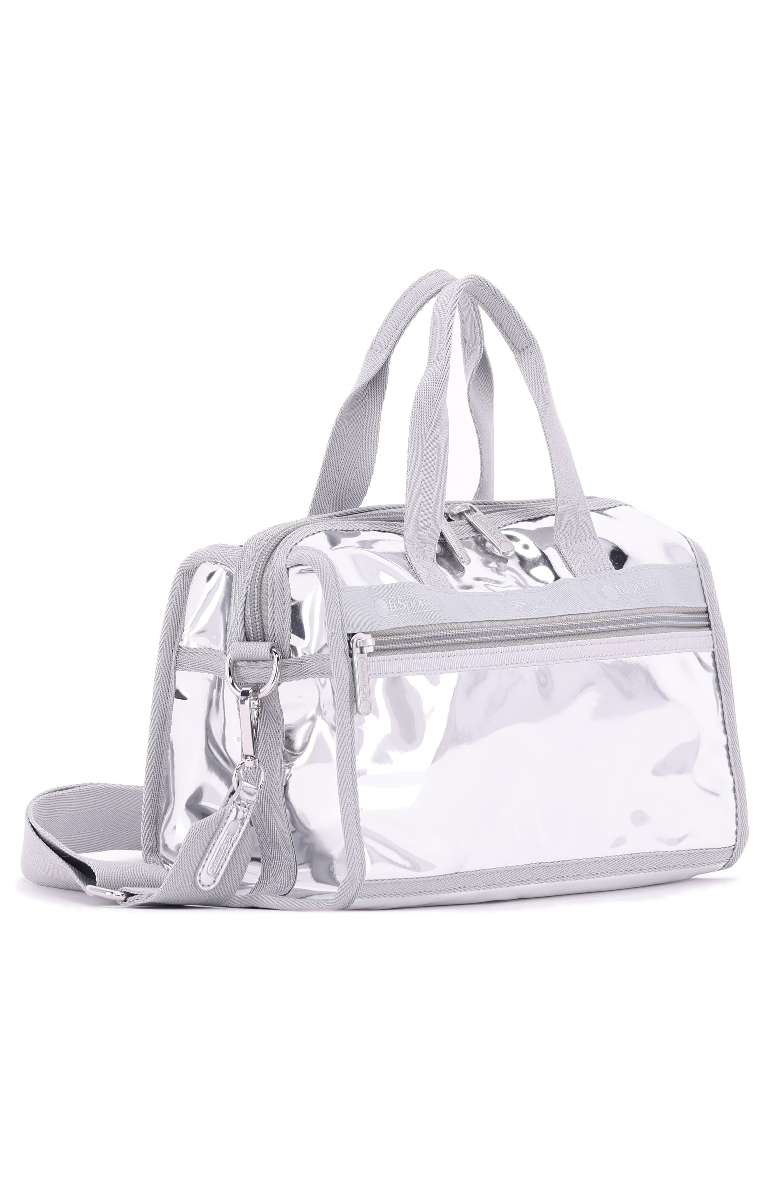 Mir Mini Metallic Duffle Bag, Alternate, color, SILVER SPECCHIO