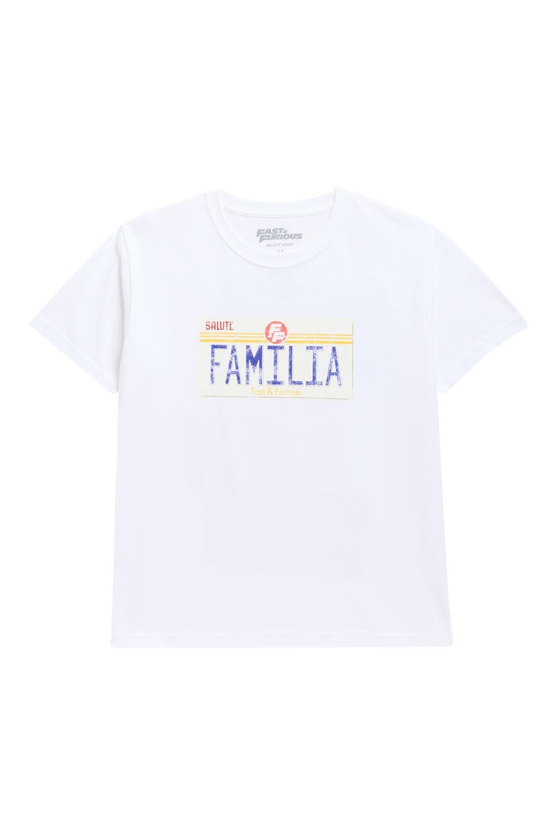 Kids' Fast and Furious License Plate Cotton Graphic T-Shirt, Main, color, WHITE