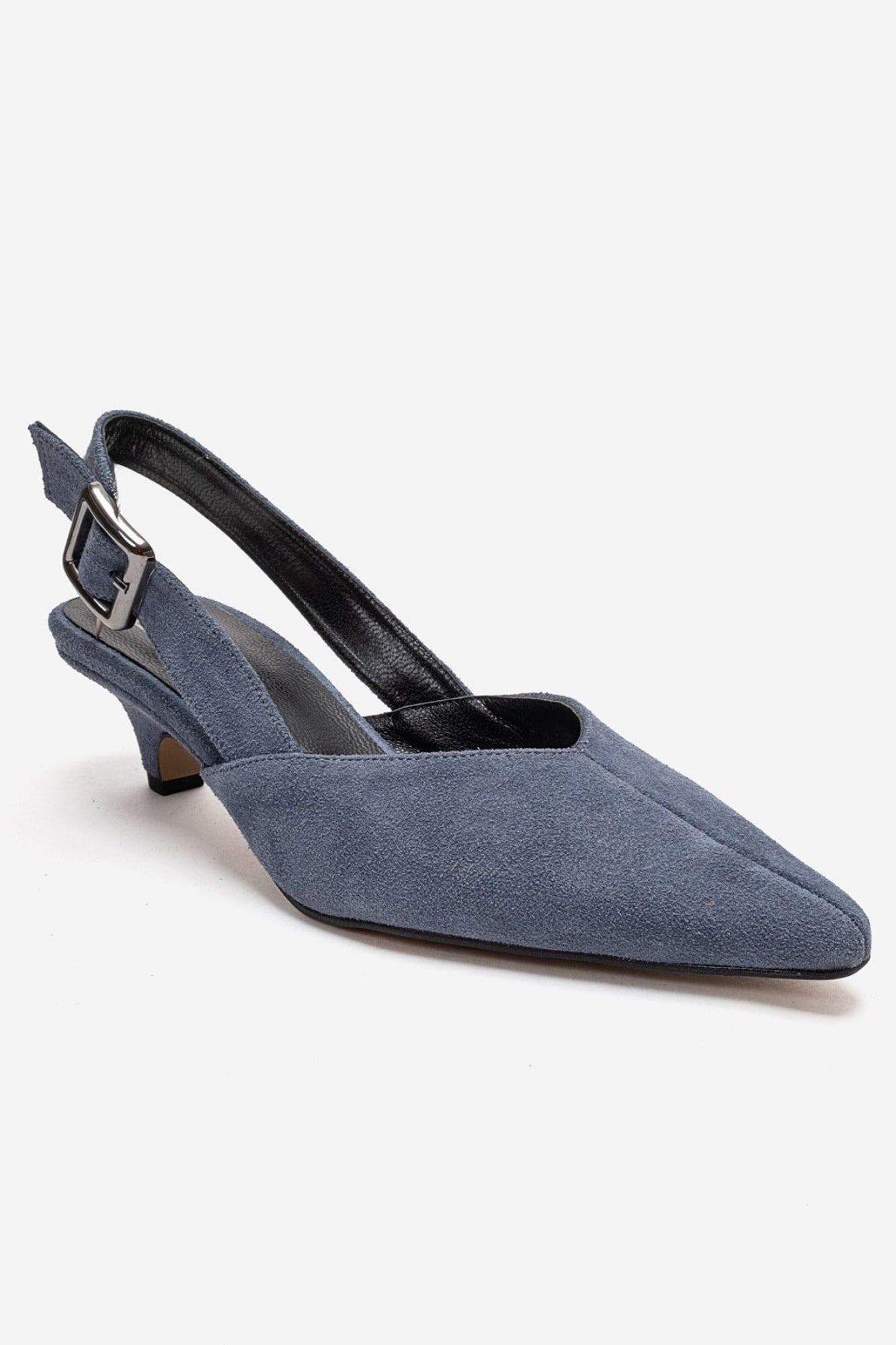 Dioris Leather Slingback Kitten Heel Pump, Alternate, color, Denim Suede
