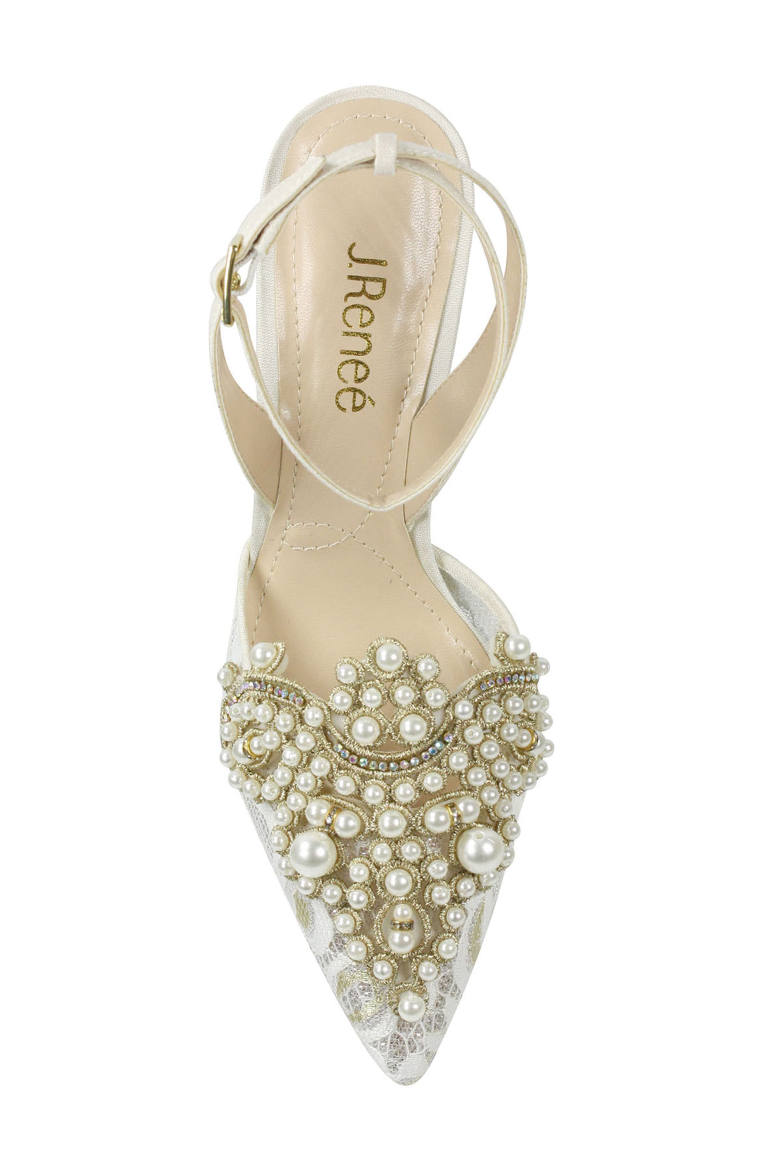 Desdemona Pointed Toe Pump, Alternate, color, IVORY/ WHITE FABRIC