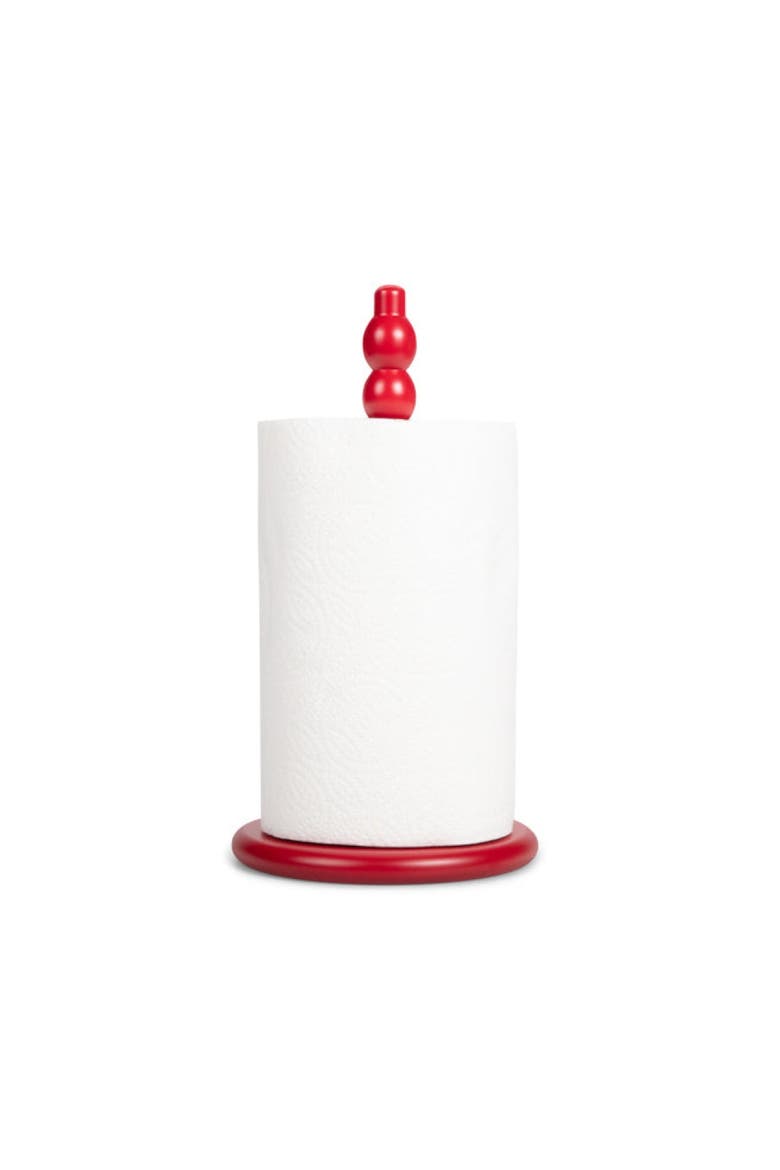Wooden Kitchen Roll Holder, Main, color, Chilli Red