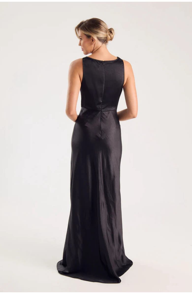 Six Stories Chiffon Bandeau Satin Maxi Dress, Alternate, color, Black