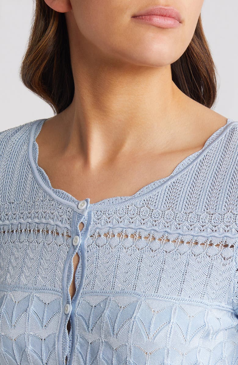 LoveShackFancy Mixed Stitch Crop Cardigan, Alternate, color, 