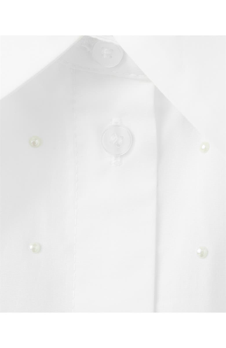 MANGO Embellished Faux Pearl Button-Up Shirt, Alternate, color, Off White