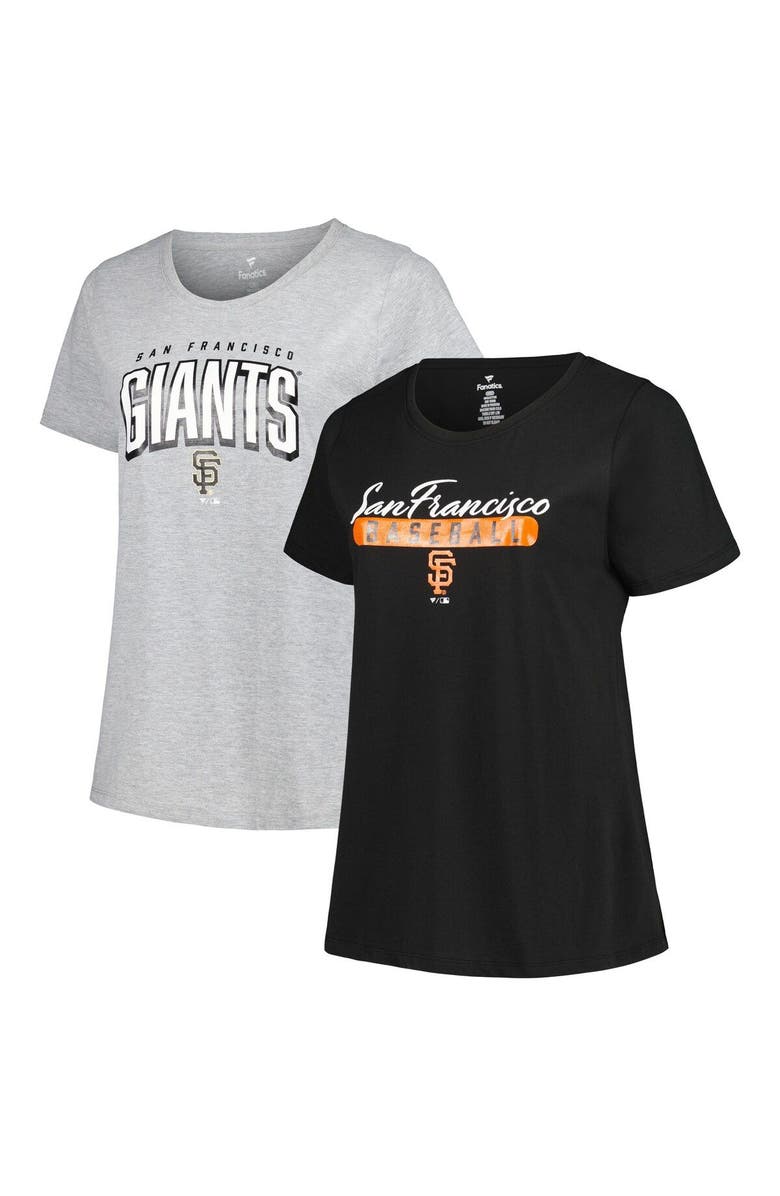 PROFILE Women's Profile Black/Heather Gray San Francisco Giants Plus Size T-Shirt Combo Pack, Main, color, Black