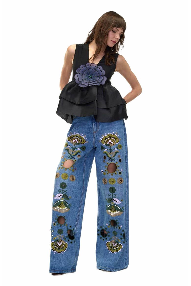 Embroidered Wide-leg Jean, Alternate, color, BLUE_MULTI