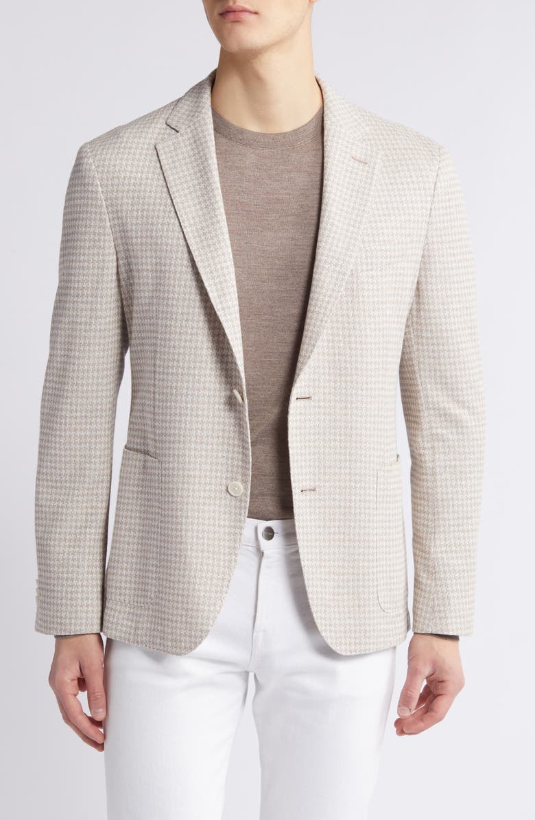 BOSS Hanry Houndstooth Linen & Cotton Blend Sport Coat, Main, color, 