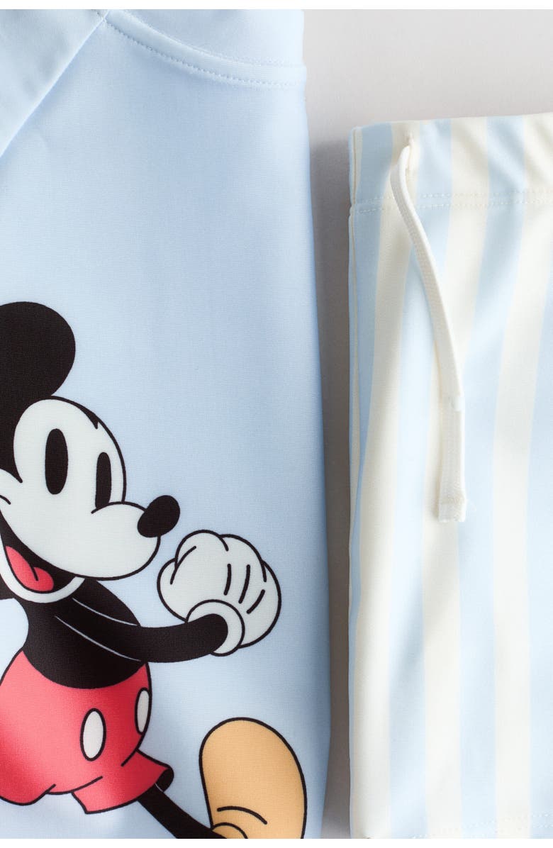 H&M Printed swim set, Alternate, color, Light Blue/Mickey Mouse