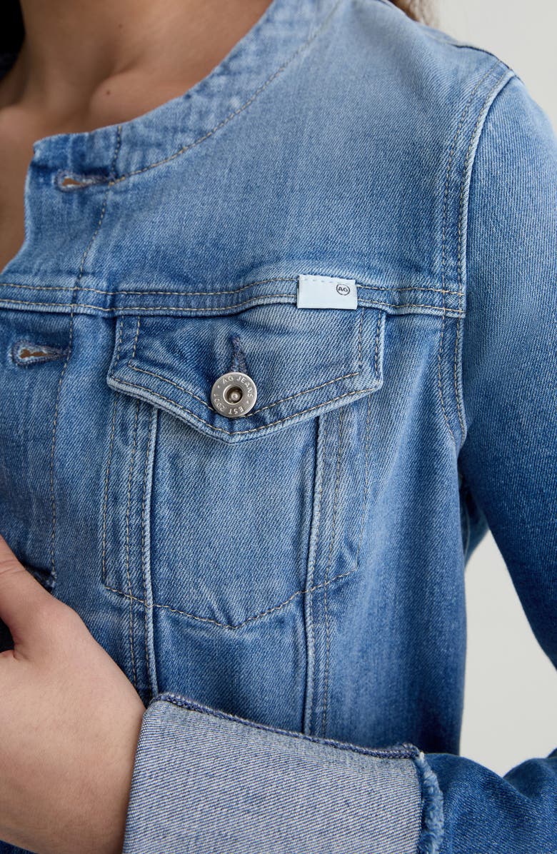 AG Robyn Raw Hem Fitted Denim Jacket, Alternate, color, Runway