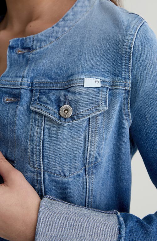 Ag Robyn Raw Hem Fitted Denim Jacket In Blue