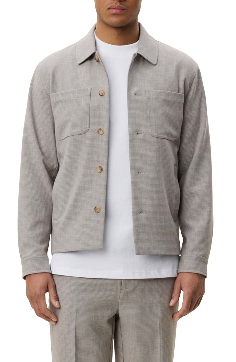 Les Deux Mini Check Hybrid Shirt Jacket, Main, color, Bungee Cord Brown