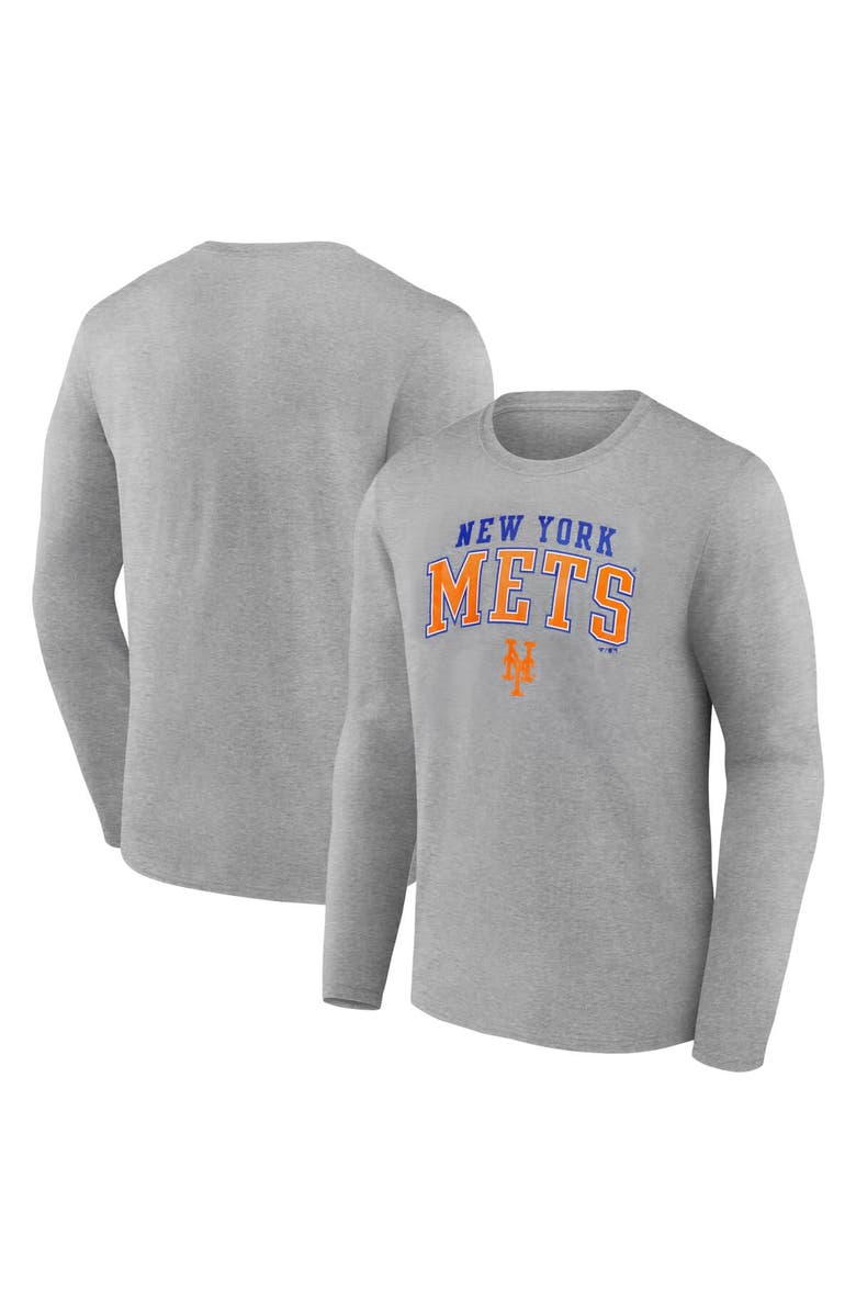 FANATICS Men's Fanatics Heather Gray New York Mets Iconic Logo Long Sleeve T-Shirt, Main, color, Heather Gray