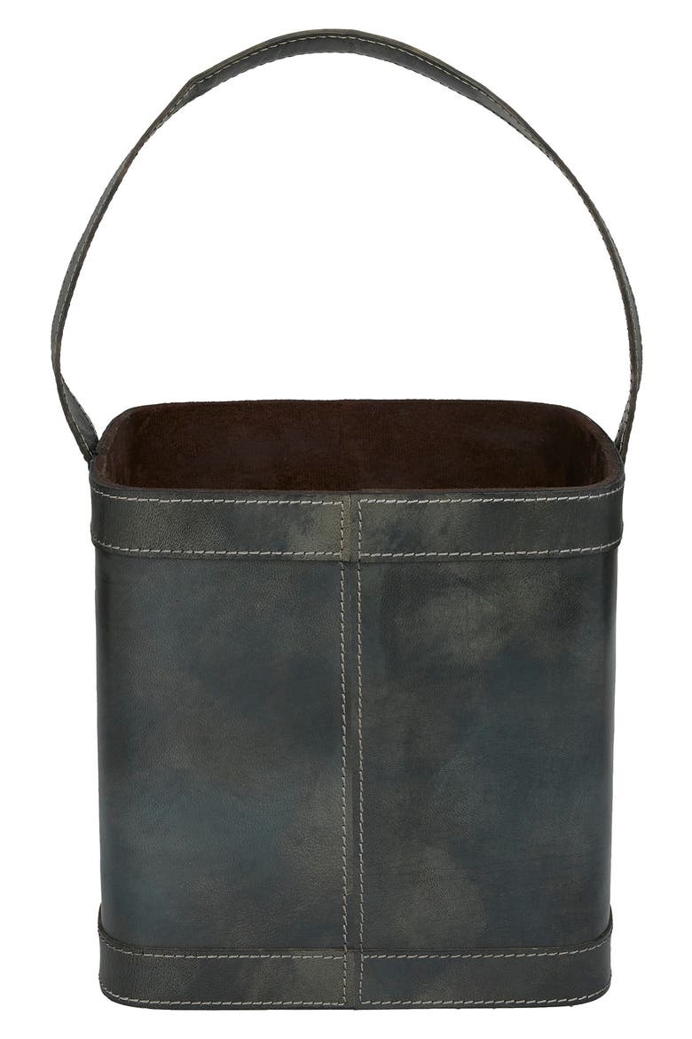 Blue Leather Four Bottle Wine Holder with Carrying Handle, Alternate, color, BLUE