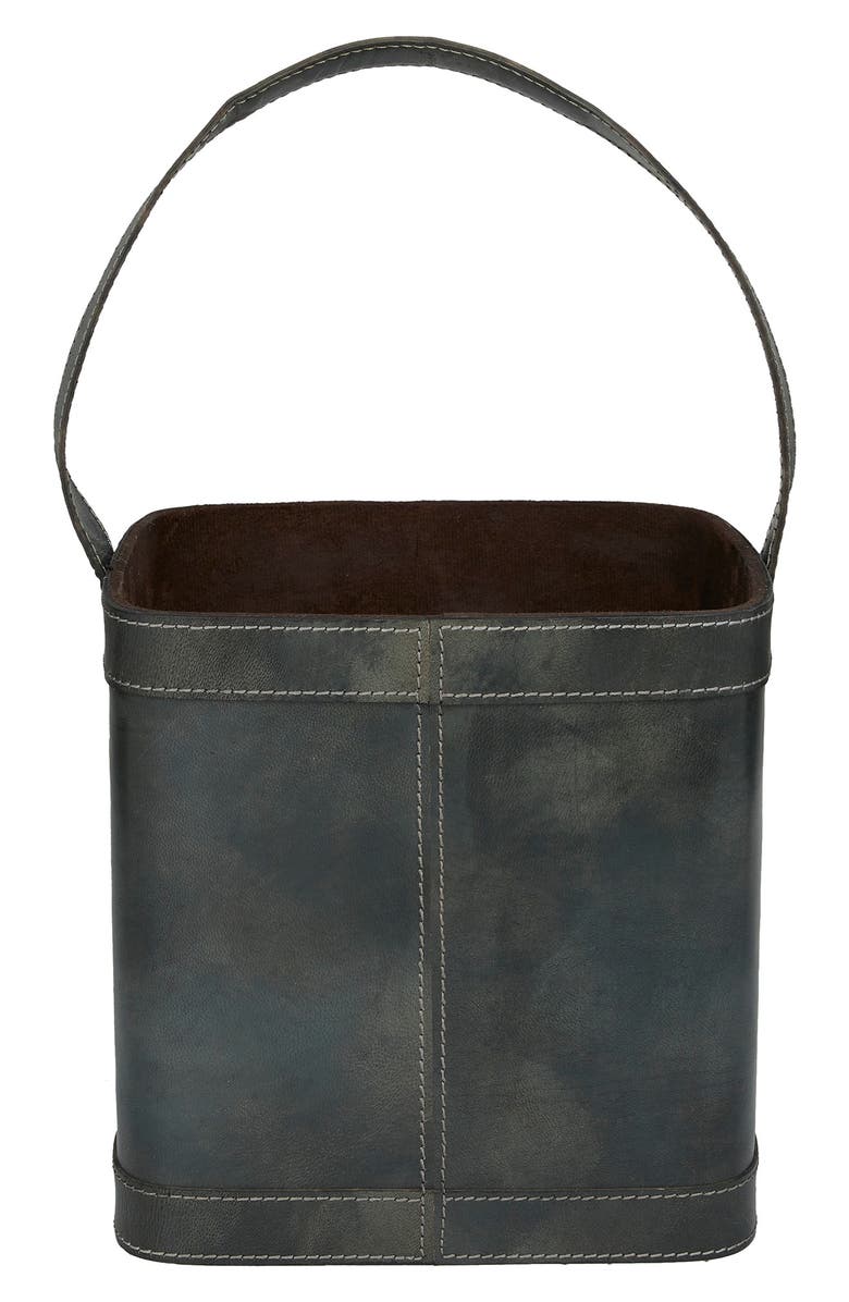 SONOMA SAGE HOME Blue Leather Four Bottle Wine Holder with Carrying Handle, Alternate, color, Blue