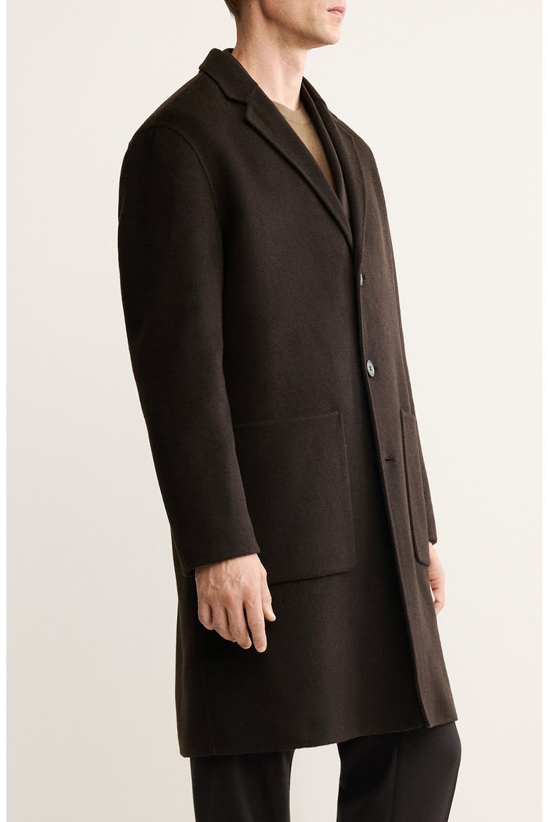Handmade Wool Blend Melton Overcoat, Alternate, color, BROWN