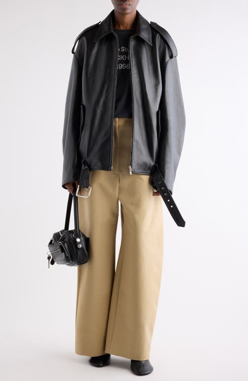 Acne Studios Linaga Oversize Leather Moto Jacket In Black
