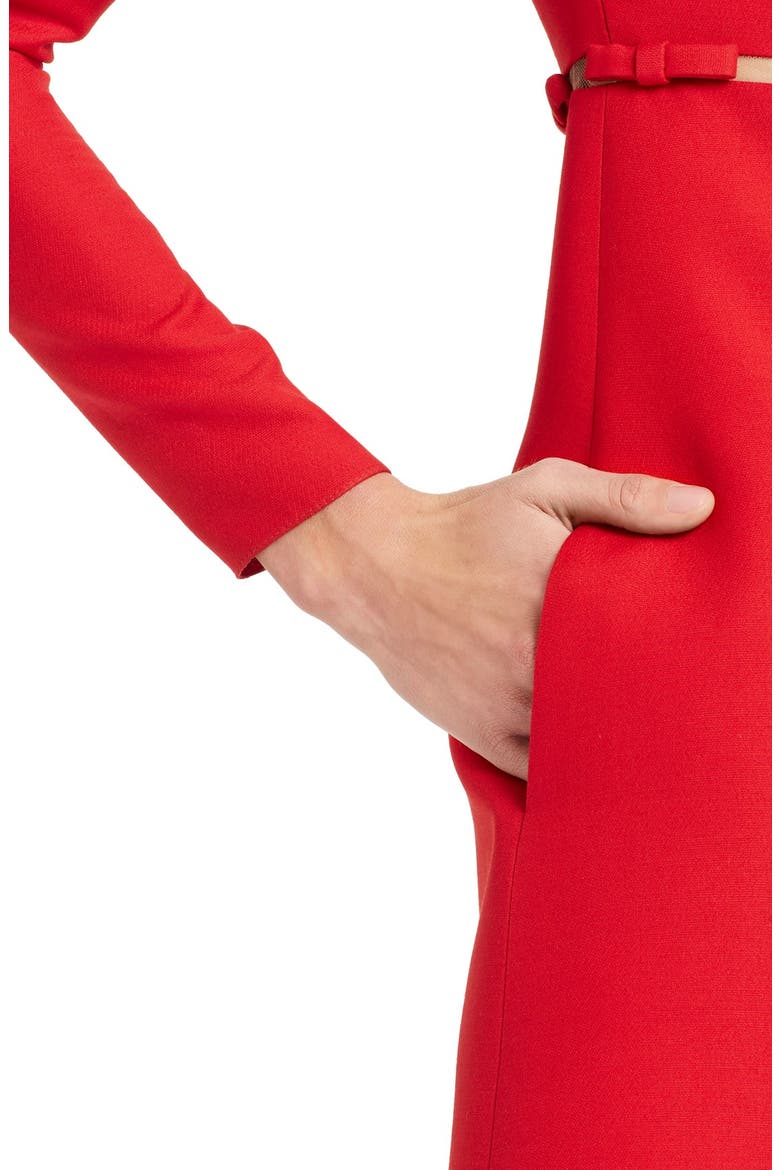 Bow Detail Crepe Couture Dress, Alternate, color, RED