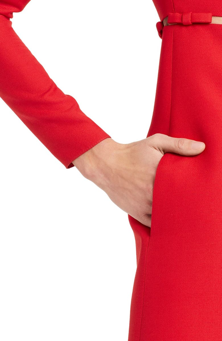 Valentino Bow Detail Crepe Couture Dress, Alternate, color, 