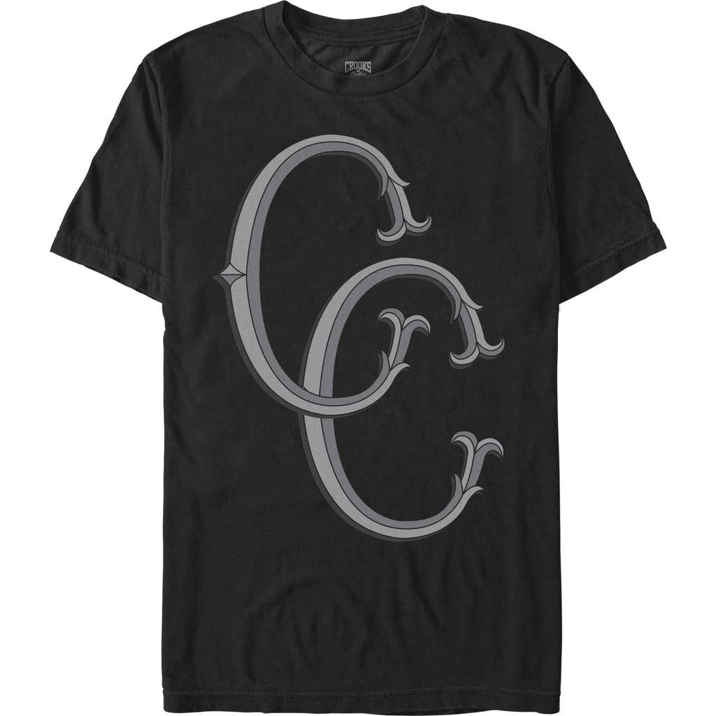 Crooks & Castles Black Initials Logo Graphic T-shirt In Black