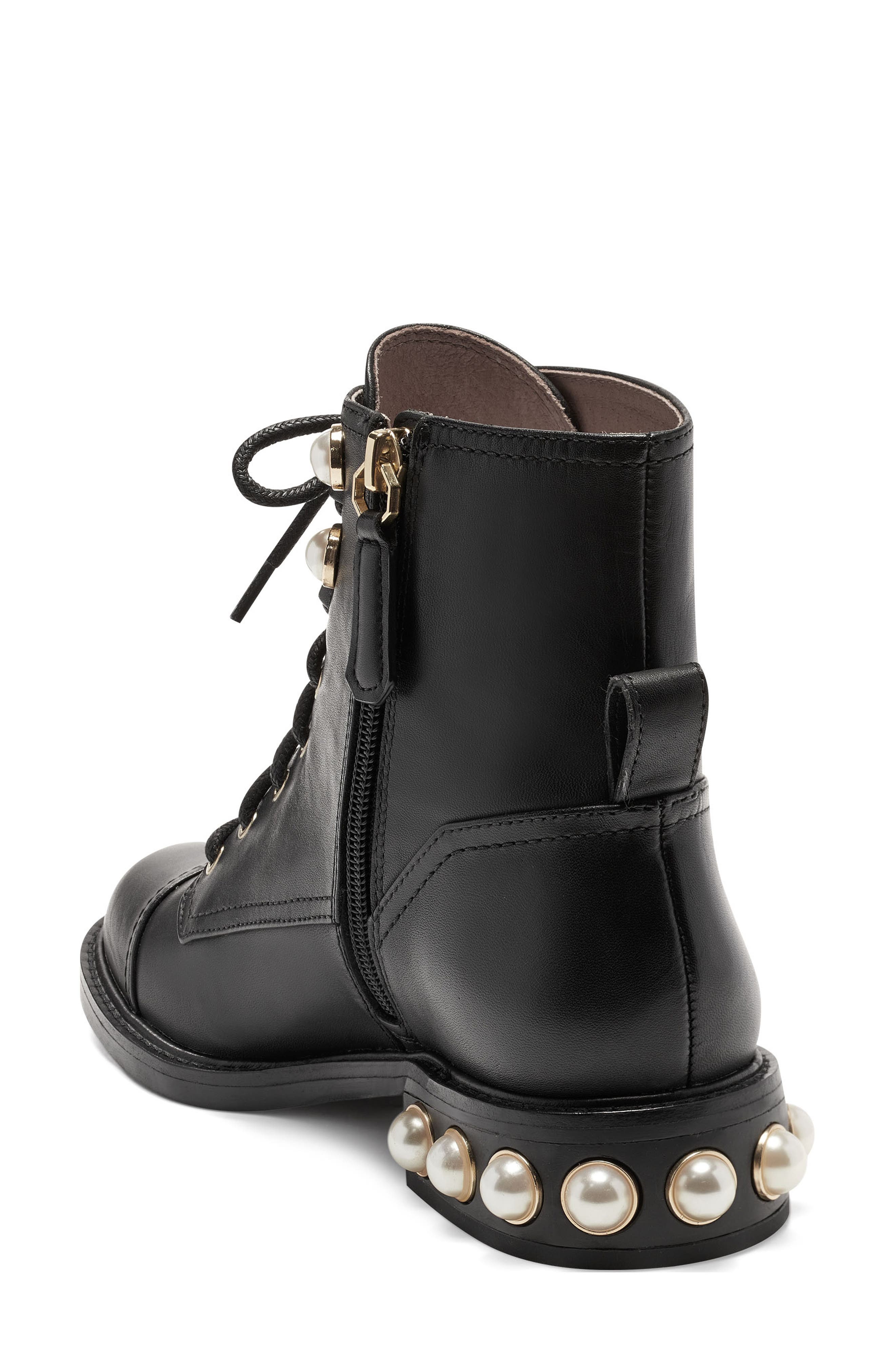 Vesna Stud Combat Boot, Alternate, color, BLACK