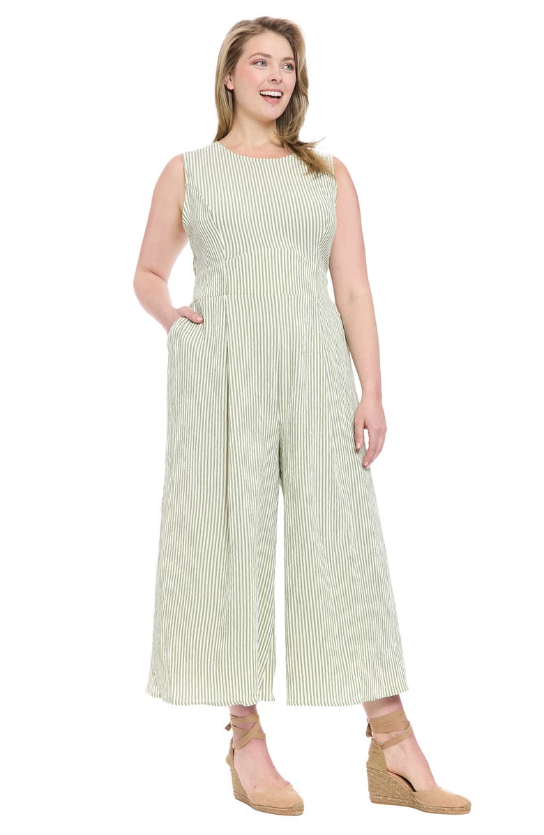 London Times Stripe Sleeveless Jumpsuit, Alternate, color,