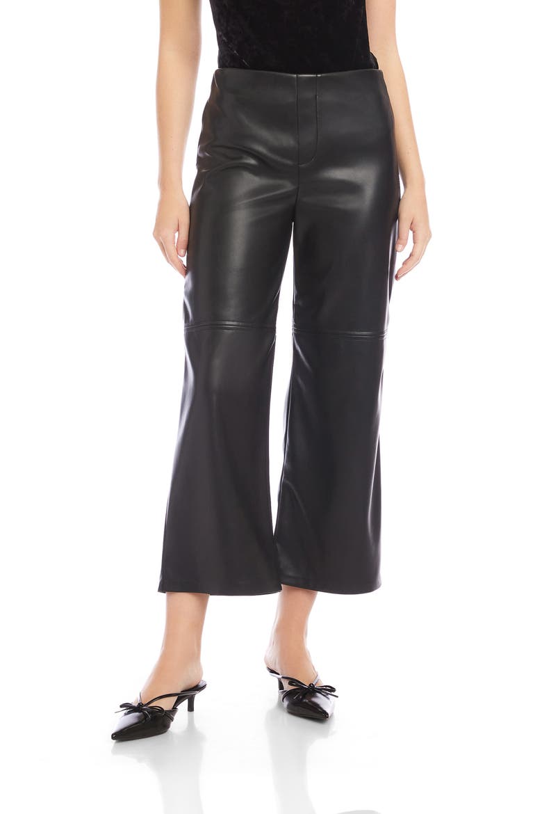 Crop Faux Leather Pants, Main, color, BLACK