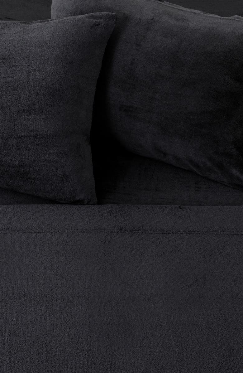 Woven & Weft Solid Plush Velour Sheet Set, Alternate, color, Black