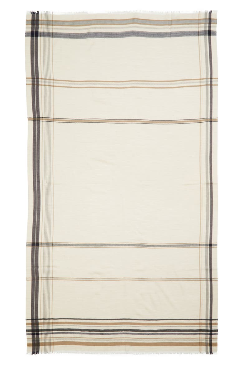 Helmina Stripe Cashmere Fringe Scarf, Main, color, RU7704 NATURAL