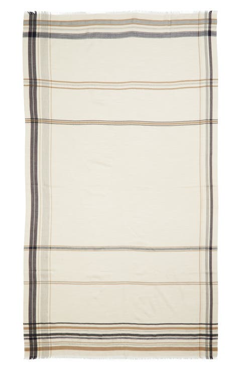 Helmina Stripe Cashmere Fringe Scarf