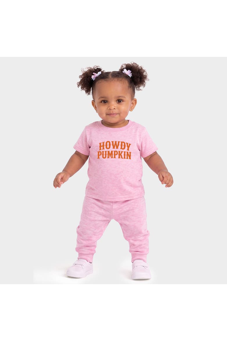 Howdy Pumpkin Western Infant Jogger Pant Crew Set, Alternate, color, Cotton Candy