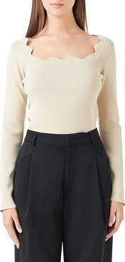 Endless Rose Scallop Square Neck Sweater