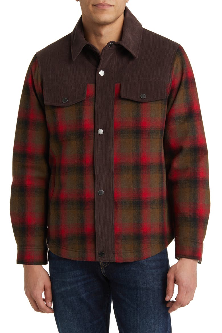 Timberline Plaid Wool Blend Shirt Jacket, Alternate, color, RED/ OLIVE PLAID