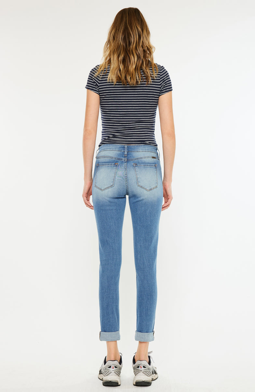 Kancan Caroline Mid Rise Ankle Skinny Jeans In Blue