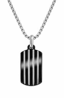 VAN HEUSEN Men's Stripe Dog Tag Pendant Necklace