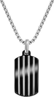 VAN HEUSEN Men's Stripe Dog Tag Pendant Necklace