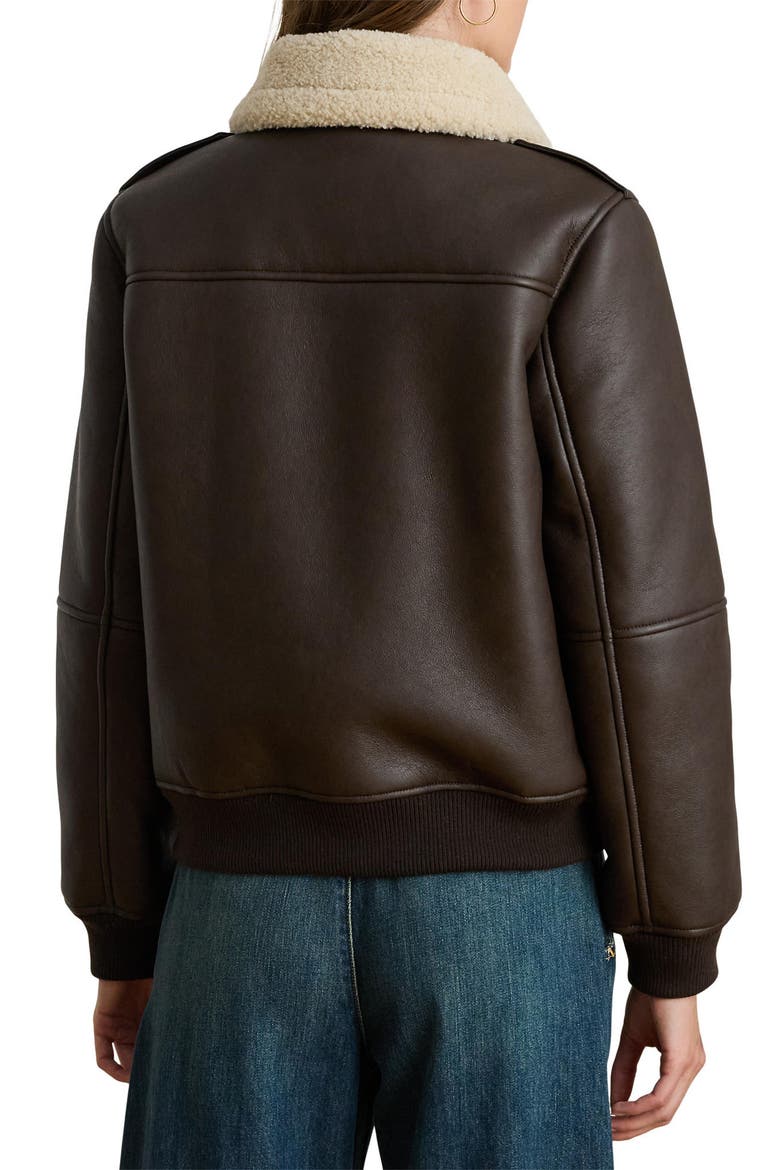 Faux Leather & Faux Shearling Bomber Jacket, Alternate, color, CIRCUIT BROWN