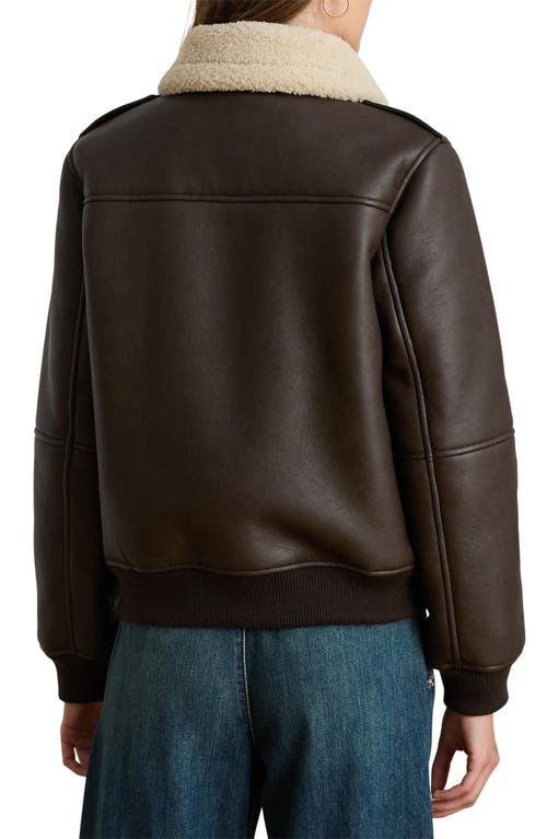Ralph Lauren Lauren Faux Shearling Bomber Jacket In Brown
