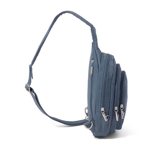 Baggallini Securtex Anti-theft Multi Zip Sling In Blue