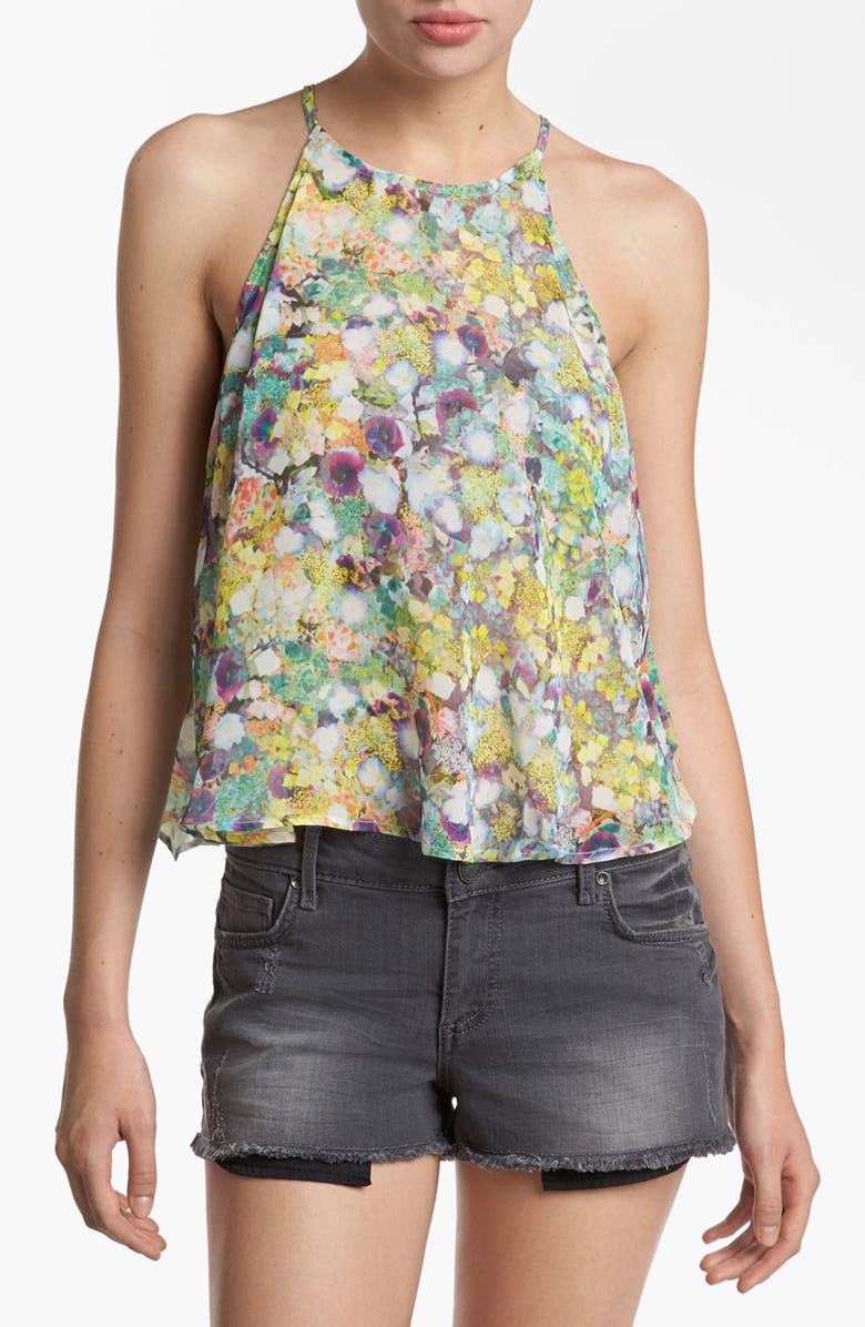 ASTR the Label ASTR Sheer Print Halter Tank, Main, color, 