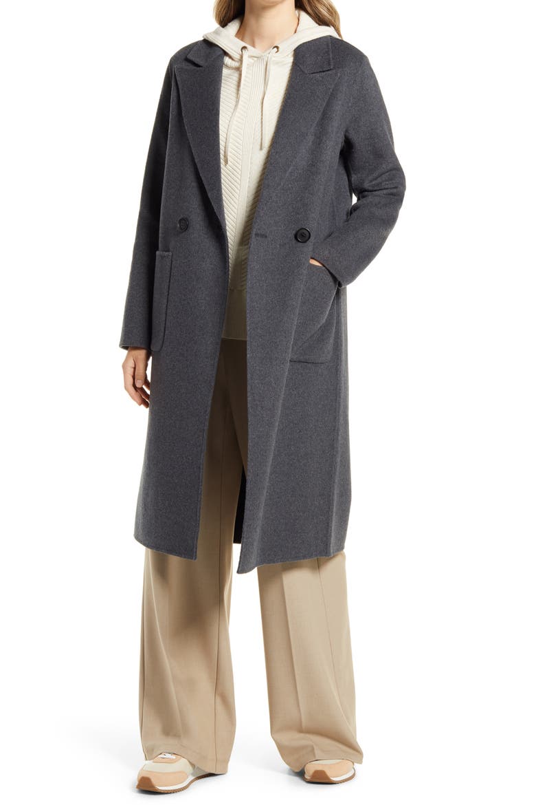 Double Face Wool Coat, Main, color, GREY DARK CHARCOAL HEATHER