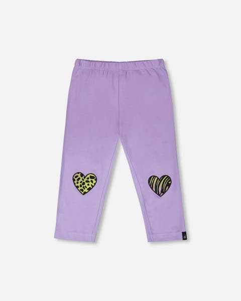 Organic Cotton Jersey Capri with Knee Screen Hearts Appliqués (Toddler, Little Kid & Big Kid)
