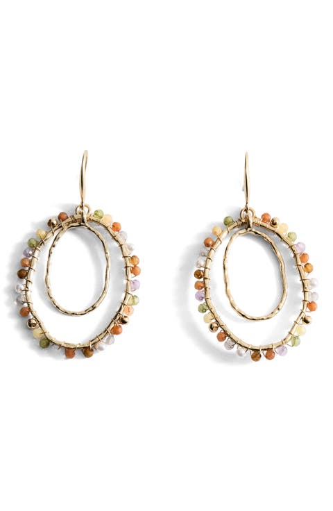Bead Drop Hoop Earrings