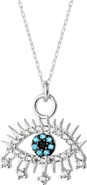 Spero London Evil Eye Blue Eye Eyelash Sterling Silver Pendant Necklace